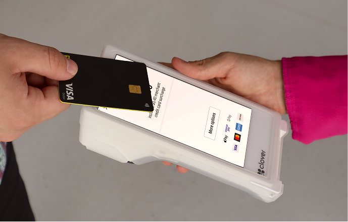 Tapping a card on a handheld reader