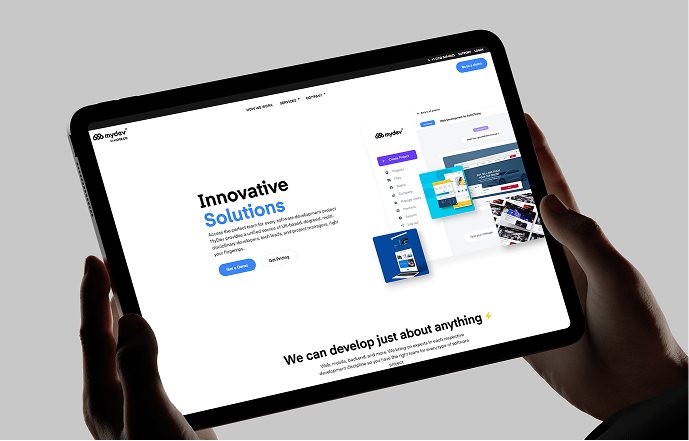 A finished site open on a tablet